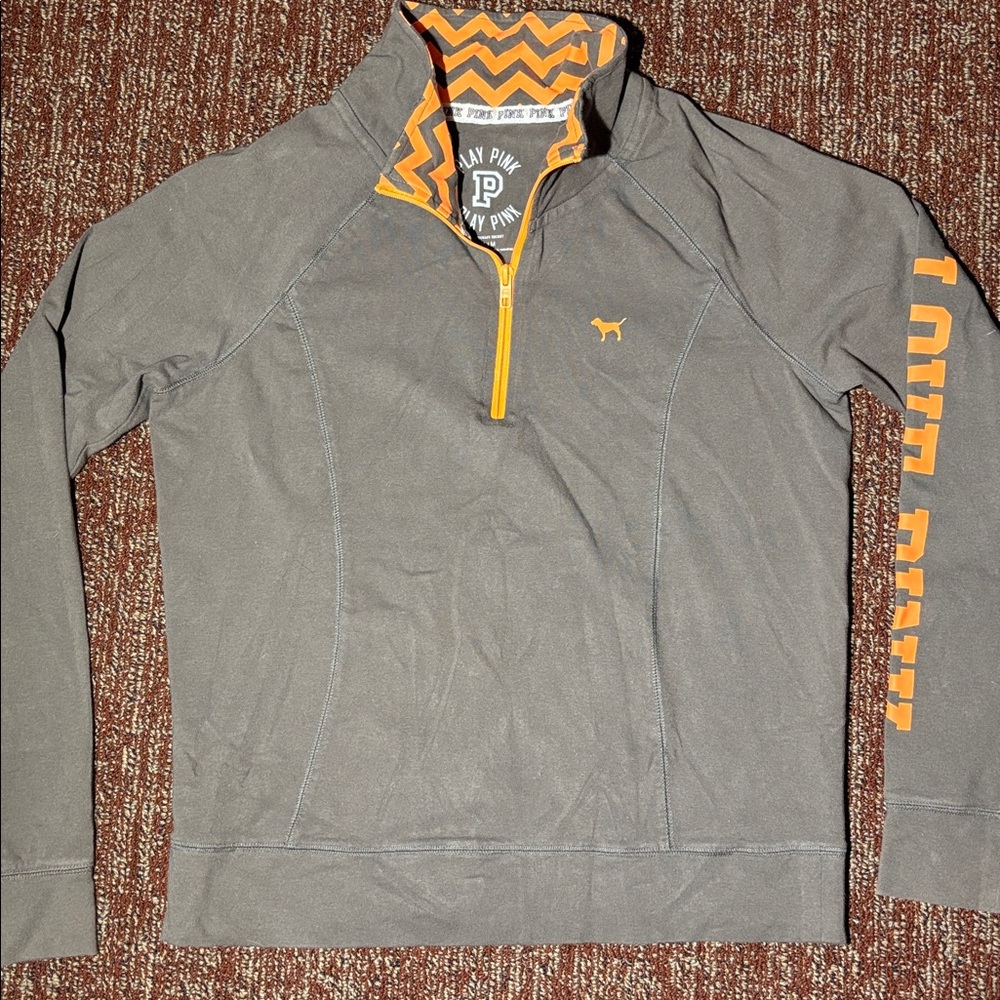 PlNK quarter zip pullover gray chevron‎ long sleeve high neck sweatshirt medium